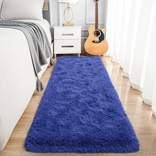Noahas Navy Blue Runner Rug for Hallway,2'x6' Long Area Rugs for Bedroom Living Room,Non Slip Thick Shag Floor Carpet for Entryway Kitchen Dorm Nursery Bedside Kids Room