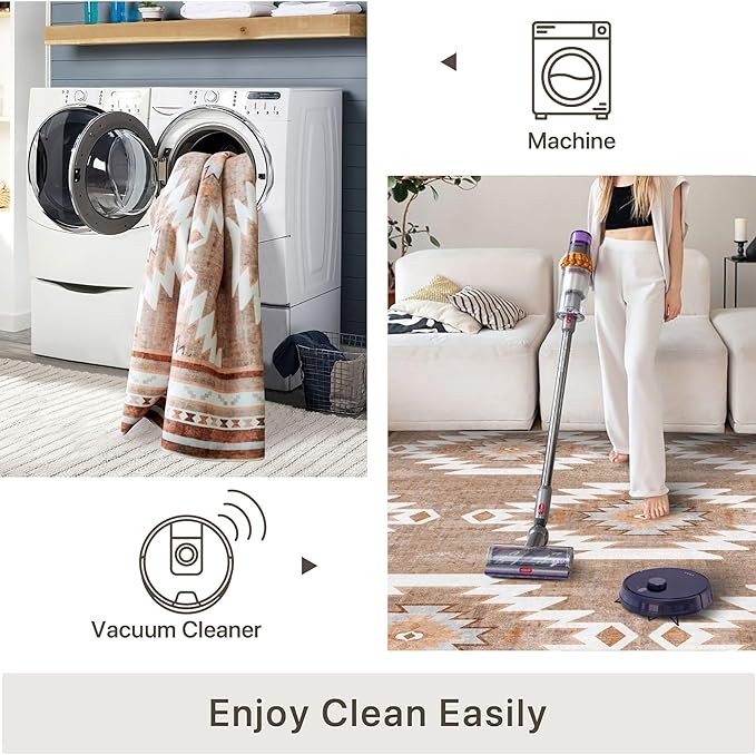 vivorug Washable Rug, Ultra Soft Runner Rug 2x8, Non Slip Floor Carpet, Runners for Hallway Living Room Indoor, Moroccan Western (Camel, 2'x8')