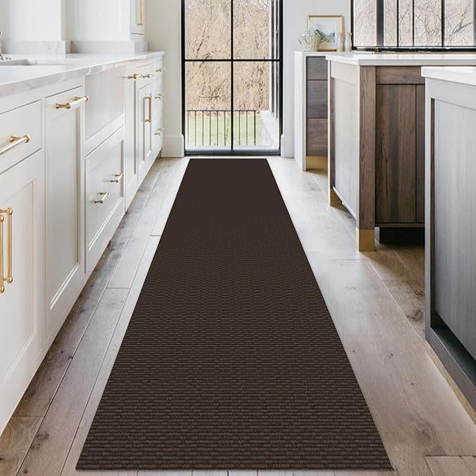 KOZYFLY Washable Runner Rug 2x10 ft Hallway Kitchen Runner Rugs with Rubber Backing Bobo Entryway Runner Indoor, Long Carpet Runners for Hall Kitchen Entryway, Coffee/Brown