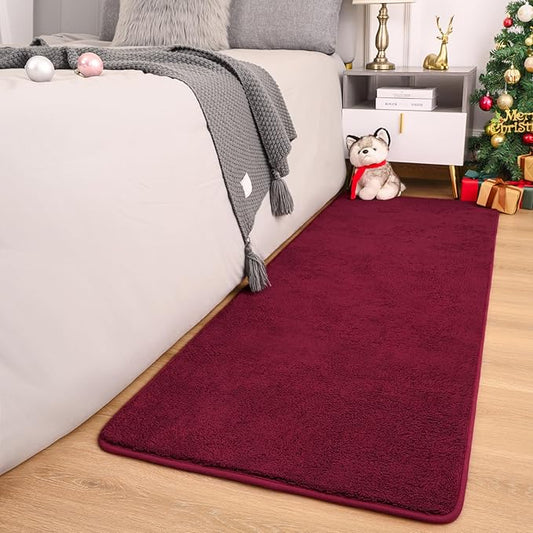 Keeko 2x8 Long Runner Rug, Bedroom Bedside Runner Rug Living Room Carpet Area Throw Rugs for Hallway Soft Indoor Memory Foam Rugs for Teen Kids Classroom Nursery Dorm Laundry Room Decor Red