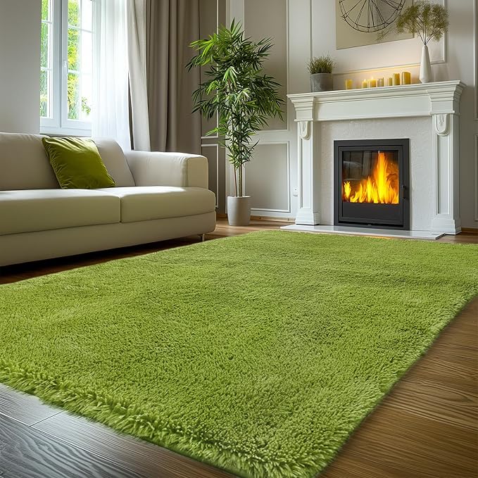 Sour Lemon 8x10 Area Rugs for Bedroom, Living Room Fluffy Rug, Large Area Rug Shag Shaggy Carpet Soft Plush Furry Bedside Rugs, Machine Washable Area Rugs for Kids Girls Boys Home Decor Anti Slip