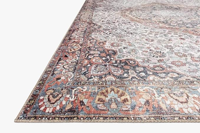 Loloi II Wynter Collection WYN-01 Red/Multi 8'-6" x 11'-6", .13" Thick, Area Rug, Soft, Durable, Printed, Vintage Inspired, Low Pile, Non-Shedding, Easy Clean, Living Room Rug