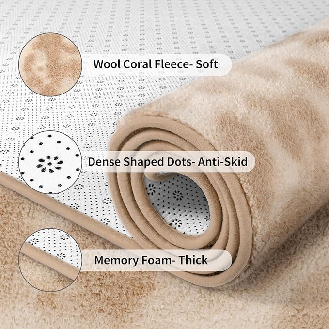 FlyDOIT Large Area Rugs for Living Room Bedroom, 5x8 Ft Tie-Dyed Beige Ultra Soft Comfy Thickened Memory-Foam Indoor Carpets, Cozy Modern Floor Rug for Boys Girls Playroom Dorm Nursery Home Décor