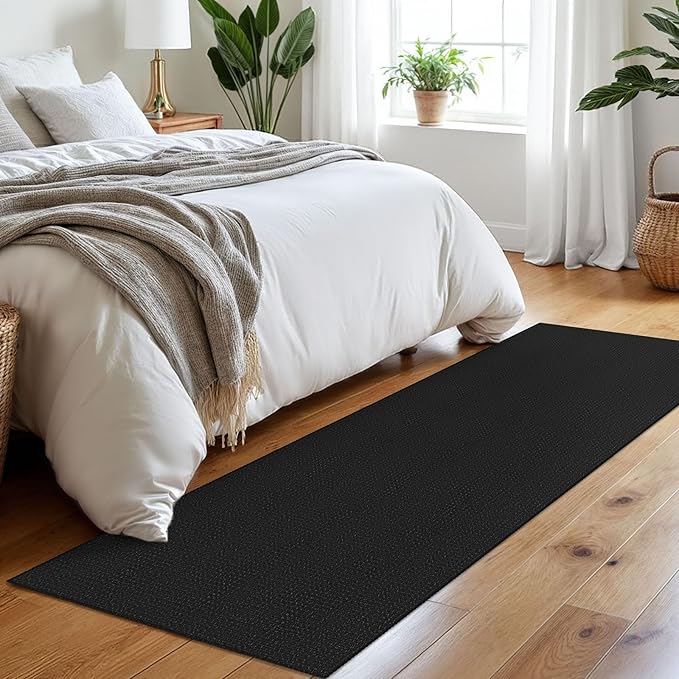 Braided Runner Rug 2x7 Ft Washable Runners for Hallways Non Slip Rubber Backed Kitchen Runners Cotton Entryway Runner Indoor, Woven Floor Carpet for Hall Kitchen Bedroom, Black/Grey