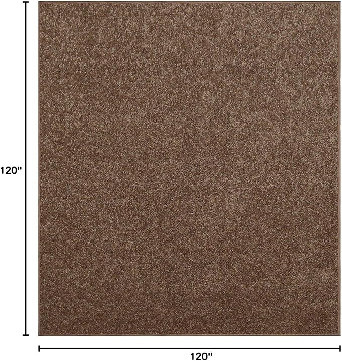 Furnish my Place Modern Indoor/Outdoor Commercial Solid Color Rug - Brown, 10' x 10', Square, Pet and Kids Friendly Rug. Made in USA, Area Rugs Great for Kids, Pets, Event, Wedding