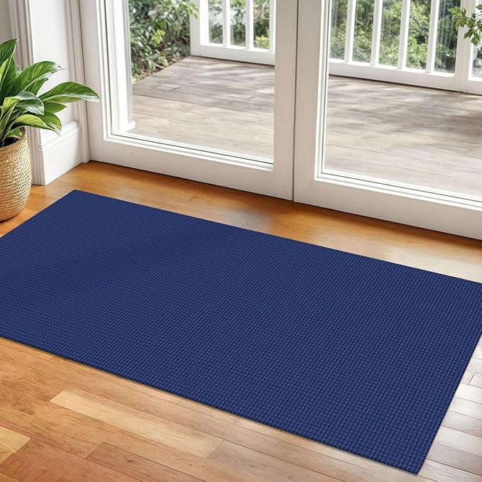 Braided Runner Rug 2x5 Ft Washable Runners for Hallways Kitchen Runner Rug Rubber Backed Cotton Entryway Runner Indoor, Woven Floor Carpet for Hall Kitchen Bedroom, Royal Blue/Navy