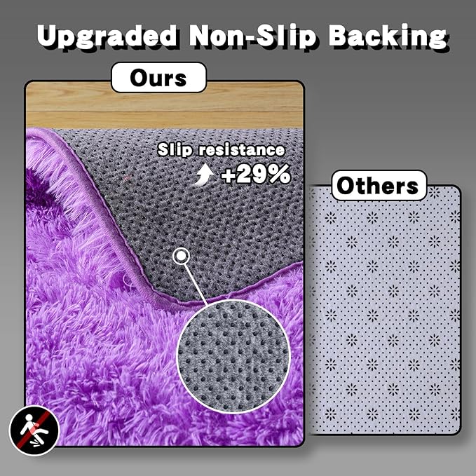 6x9 Area Rugs for Living Room, Purple Fluffy Shaggy Rug Soft Carpets, Rugs for Bedroom Nursery Kids Room Dorm Home Decor Aesthetic