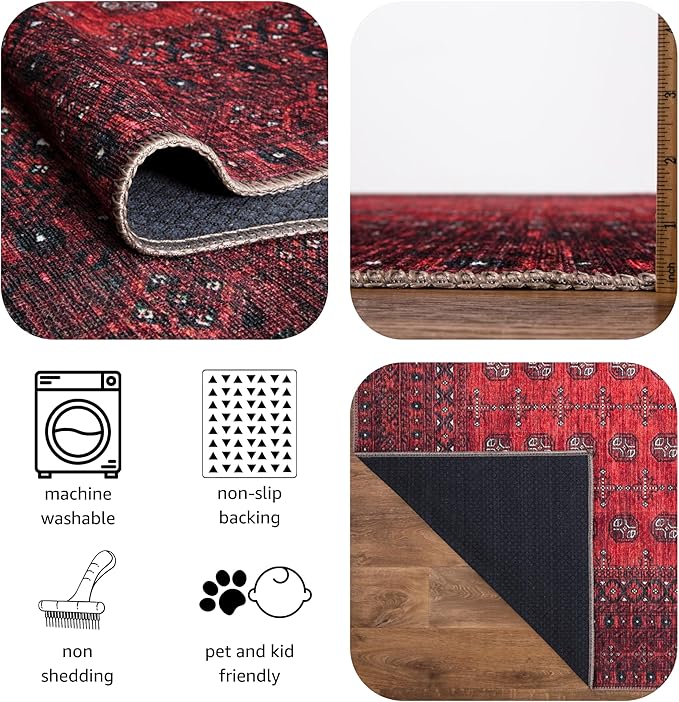 Keen Home Design 2x12 Rug - Machine Washable Runner Rug with Non-Slip Backing, Ideal for Hallway, Entryway, Kitchen, Laundry Room - Vintage, Easy Clean, Durable, Low Pile Rug - (2'6" x 12')