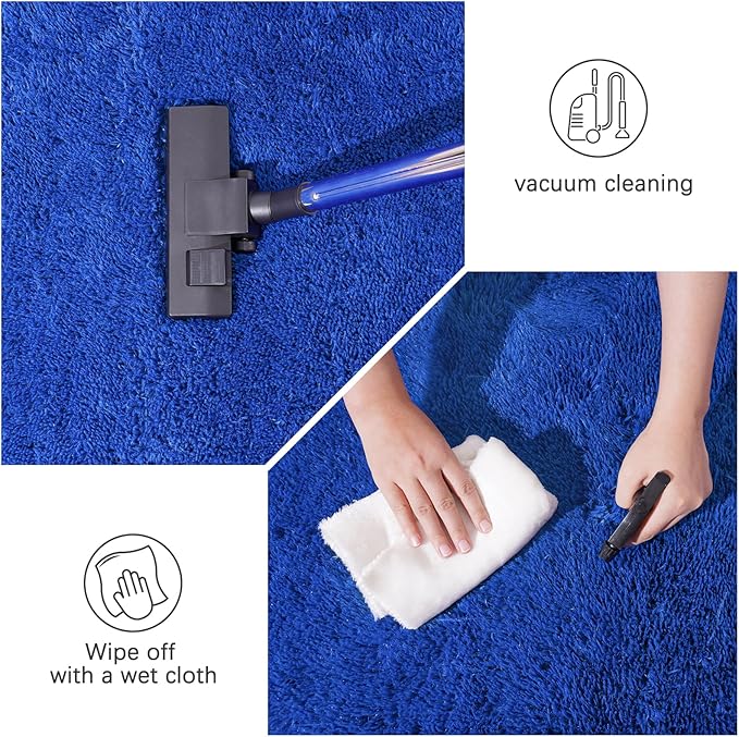 Rugs for Living Room Bedroom, Soft Plush Shaggy 9x12 Area Rugs Fluffy Modern Non-Slip Floor Carpet for Kids Girls Room Dorm Nursery Home Decor Aesthetic, Blue