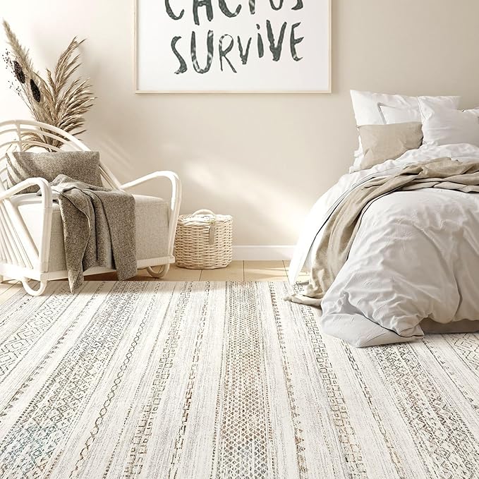 10x14 Area Rugs Living Room: Washable Boho Large Neutral Modern Soft Stain Resistant Farmhouse Indoor Floor Rug Non Slip Accent Carpet for Bedroom Nursery Kids Playroom Office Dining Room- Colorful