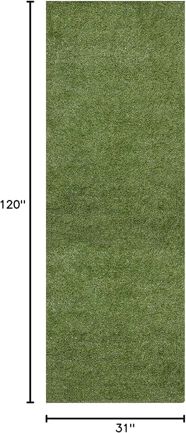 Sweet Home Stores Lifelike Artificial Grass Runner Rug 3x10 Indoor/Outdoor with Drainage Holes, Customizable Thick High Pile for Backyards, Patio, Bedroom Rug, 2'7" x 10'
