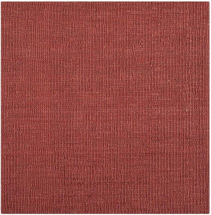 SAFAVIEH Natural Fiber Collection 8' Square Rust NF447C Handmade Chunky Textured Premium Jute 0.75-inch Thick Area Rug