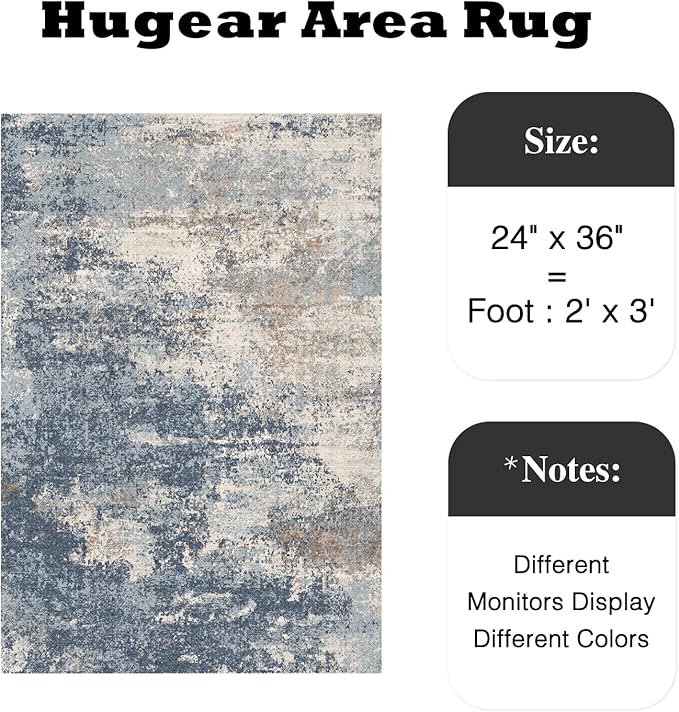 2x3 Entryway Rugs Dark Blue Machine Washable Area Rug Entrance Door Mat Indoor Accent Rug Abstract Non Slip Low Pile Carpet Distressed Throw Rug for Kitchen Bedroom Office