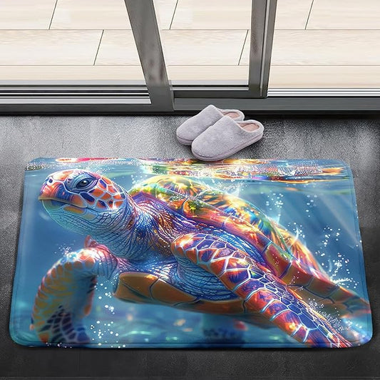 Sea Turtle Coastal Rug - Kids Sea Turtle Rugs for Bedroom Ocean Life Theme, 35" L x 23" W