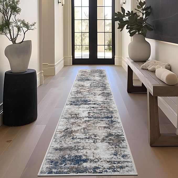 Runners for Hallways Kitchen Runner Rug Non Slip 2x10 Long Washable Runner Rugs No Pile Tear and Stain Resistance, Hand Woven Style Thin Rug for Hallways, Kitchen, Laundry, Bedroom-Multi
