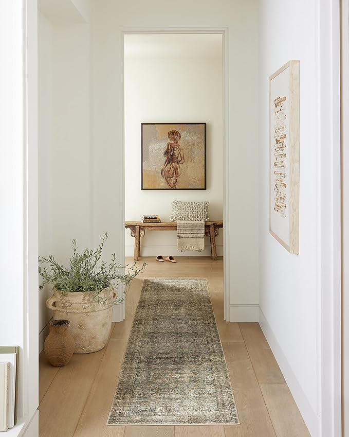Loloi Amber Lewis Morgan 2'-3" x 9'-6" Runner Runner Rug in Sea/Sage - Large Area Rug, Neutral Area Rug for Room Décor, Vintage Rug Inspired, Soft Area Rug for Living Room, Bedroom, Dining Area
