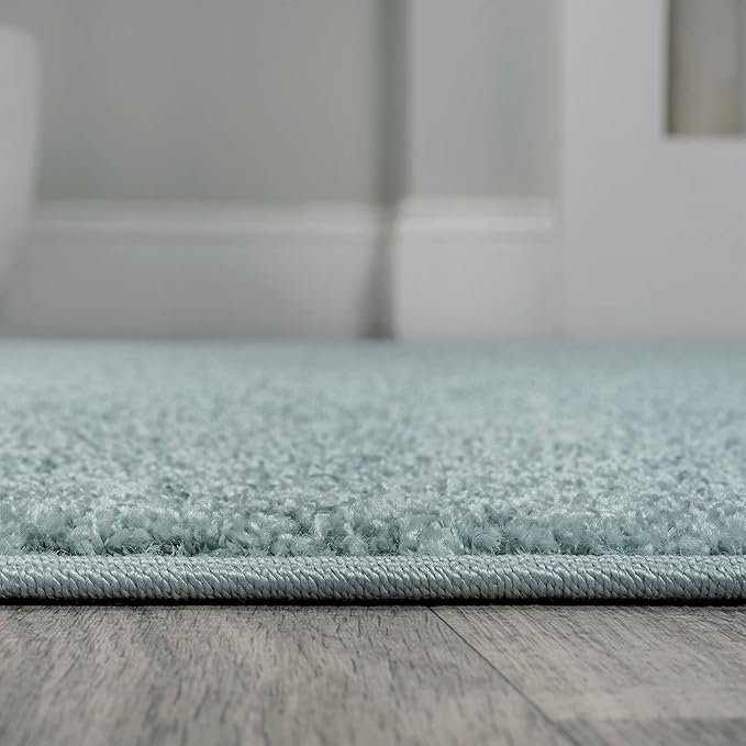 JONATHAN Y SEU100S-28 Haze Solid Low-Pile Indoor Runner-Rug, Coastal, Bohemian, Minimalist Easy-Cleaning,Bedroom,Kitchen,Living Room,Non Shedding, Light Blue, 2 X 8