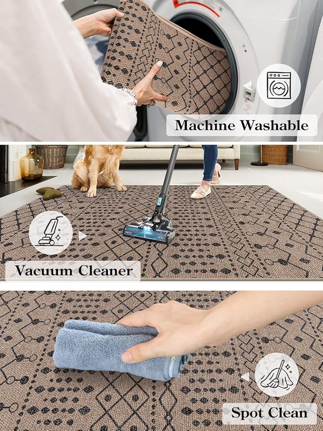 Lahome Modern Jute Hallway Runners Rug Low Pile, 2x6 Farmhouse Beige Kitchen Runner Rugs Non Skid Washable Indoor Outdoor Runner Rug, Moroccan Sisal Mat Carpet Runner for Porch Bedroom Entryway
