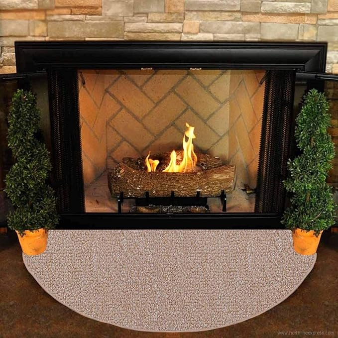 Ambiant Broadway Collection Pet Friendly Indoor Outdoor Area Rugs Beige - 24'' x 48'' Half Round, Stain & Fade Resistant, Easy Care, Pet & Kids Friendly, Made in USA, Perfect for Weddings
