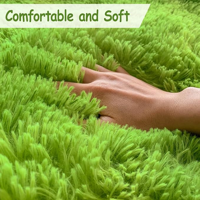 Tie Dyed Grass Green Large Rug 5x8 ft,Soft Plush Furry Shag Area Rugs Fluffy Fuzzy Carpet,for Bedroom Living Room Indoor Floor Rug Kids Girls Boys Home Decor Aesthetic,Dorm Nursery