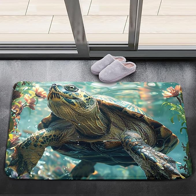 Sea Turtles Rug - Seafloor Turtle Area Rug for Kids 35" L x 23" W Ocean Life Turtles Carpet Rugs for Bedroom Living Room Kids Room Decor Indoor Outdoor