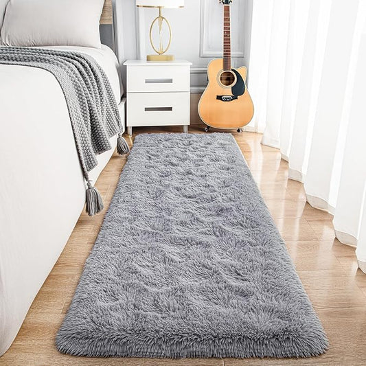 Noahas Grey Runner Rug for Hallway,2'x6' Long Area Rugs for Bedroom Living Room,Non Slip Thick Shag Floor Carpet for Entryway Kitchen Dorm Nursery Bedside Kids Room