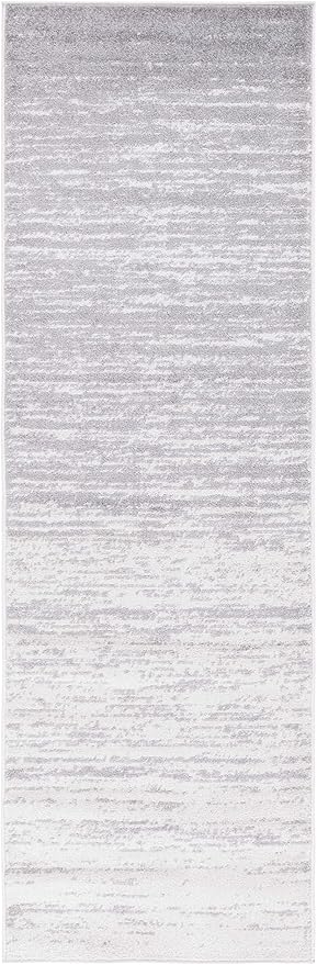 SAFAVIEH Adirondack Collection Runner Rug - 2'6" x 16', Ivory & Silver, Modern Ombre Design, Non-Shedding & Easy Care, Ideal for High Traffic Areas in Living Room, Bedroom (ADR113B)