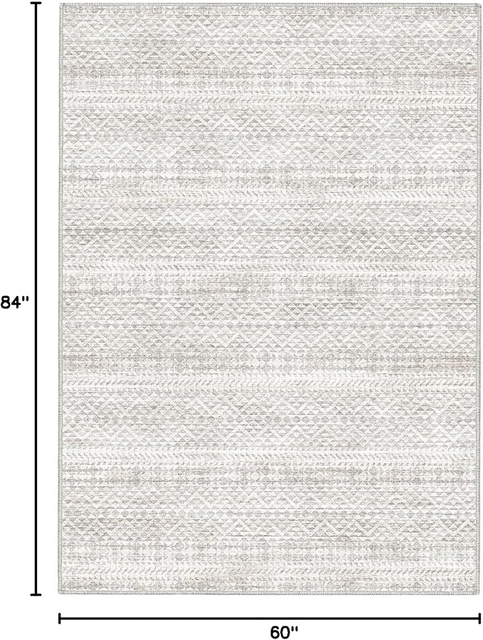 5'x7' Machine Washable Abstract Design Area Rug Machine Washable Area Rugs 5X7, Non Slip, Stain Resistant, Home Decor Living Room Area Rugs 5x7 (Grey Beige 5x7)…