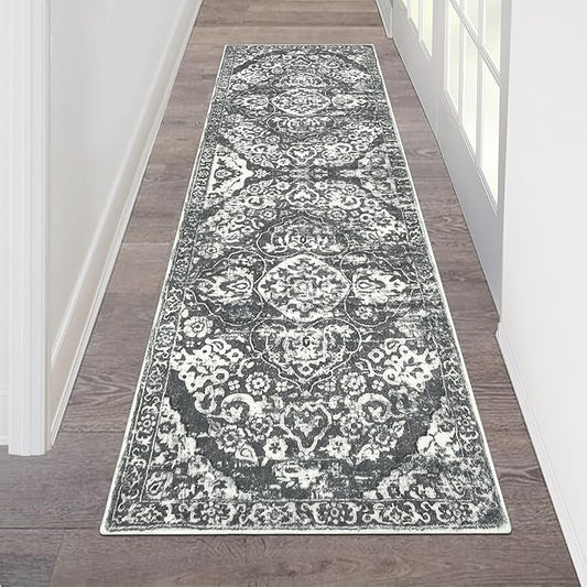 HEBE Hallway Runner Rug 2'x6' Washable Vintage Distressed Area Rugs Non Slip Laundry Rug Runner Boho Floor Carpet Runners for Hallways Entryway Laundry Room Kitchen Bathroom