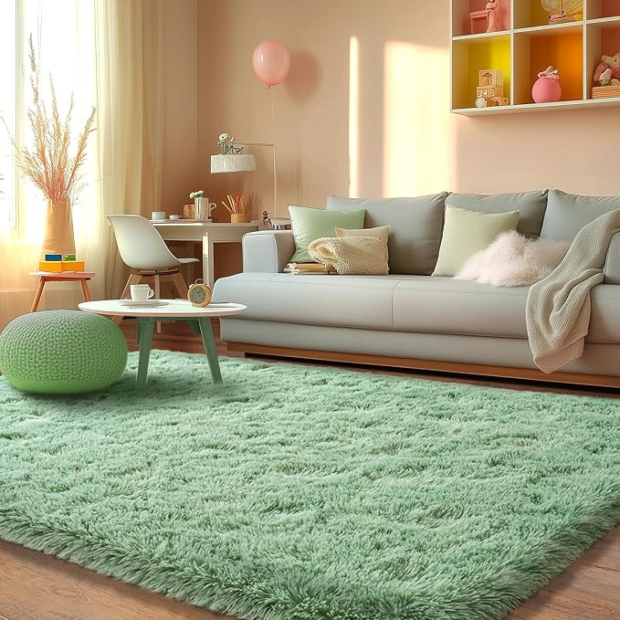Shaggy Area Rugs, Fuzzy Rugs for Living Room, Soft Play Nursery Area Rug for Girls, Shag Area Rugs Non Slip, Fluffy Faux Fur Rug Carpet