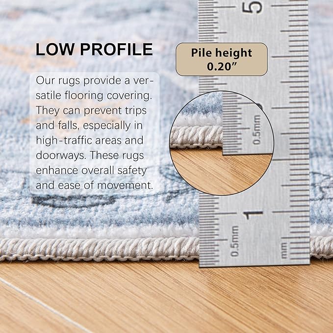 Slate Gray Washable Area Rug with Soft Faux Wool Fabric and Non-Slip Backing for Bathroom, Living Room, Bedroom, Printed Boho Floor Decor Stain-Resistant Foldable Mat (Gray, 5' x 7')