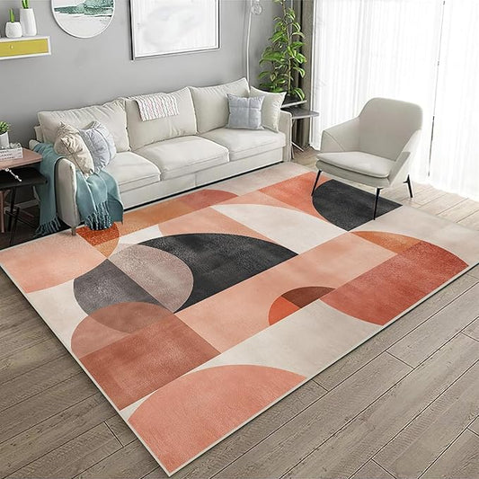 3x5 Area Rugs for Living Room Machine Washable Geometric Boho Rug Non Slip Printed Mid Century Rug Carpet Friendly Modern Rug for Bathroom Bedroom Dining Room Office