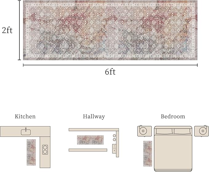 Non Slip Runner Rug, Kitchen Mat, 2x6 Washable Rugs, Runners For Hallways, Area Rug For Bedroom, Low Pile Soft Rugs, Kitchen Floor Mats, Slip Resistance, Durable Rug For Hallways, Bedroom, Kitchen