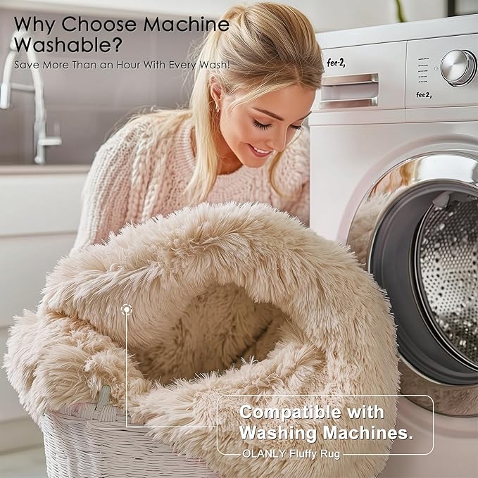 OLANLY 5x7 Machine Washable Large Area Rugs for Living Room, Bedroom, Soft Fluffy Shaggy Bedside Rug, Indoor Floor Carpet for Kids Girls and Boys, Dorms, Nursery, Home Decor Aesthetic, Beige