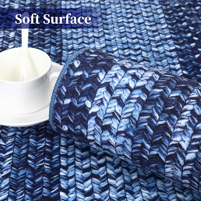 Washable Area Rugs 4x6 Rug for Living Room Indoor Mats for Entryway Soft Bedroom Rug Non Slip Modern Braided Print Area Rug Farmhouse Throw Rugs Low Pile Stain Resistant Carpet 4'x6' Navy Blue