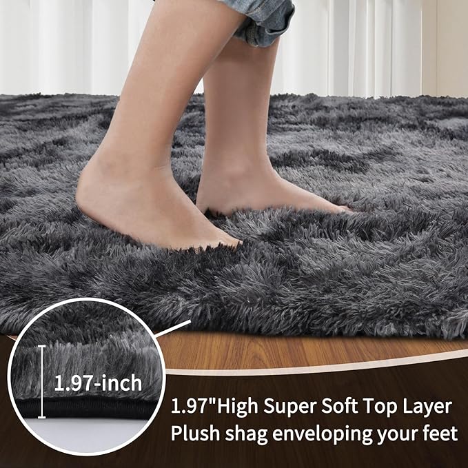 Sour Lemon 6x9 Area Rugs for Bedroom, Living Room Fluffy Rug, Large Area Rug Shag Shaggy Carpet Soft Plush Furry Bedside Rugs, Machine Washable Area Rugs for Kids Girls Boys Home Decor Anti Slip