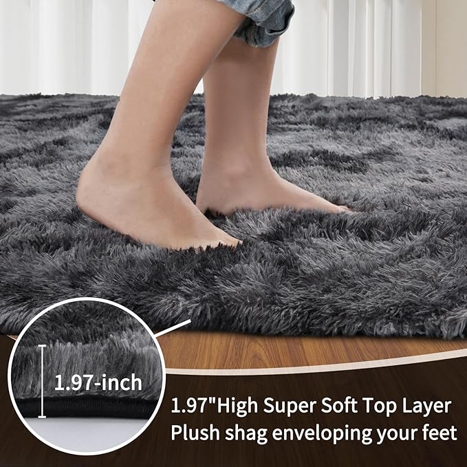 Sour Lemon 5x7 Area Rugs, Large Area Rug 5 x7, Washable Area Rugs, Bedroom Area Rug Shag Shaggy Carpet Soft Plush Furry Bedside Fluffy Rug for Living Room Kids Girls Boys Home Decor Anti Slip
