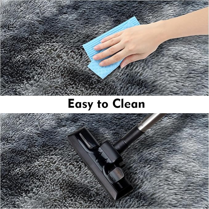 2x3 Fluffy Area Rugs for Bedroom Living Room,Small Soft Shag Fuzzy Rug Non-Shedding Indoor Plush Carpet for Kids Bedroom Nursery Dorm Home Decor,Mottling Black