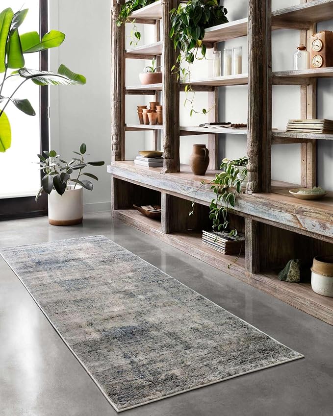 Loloi Teagan Collection 5'-3" x 7'-6" Area Rug in Denim/Slate - Large, Soft Neutral Rug, High-Traffic for Living Room, Bedroom, Home Office, Dining Area