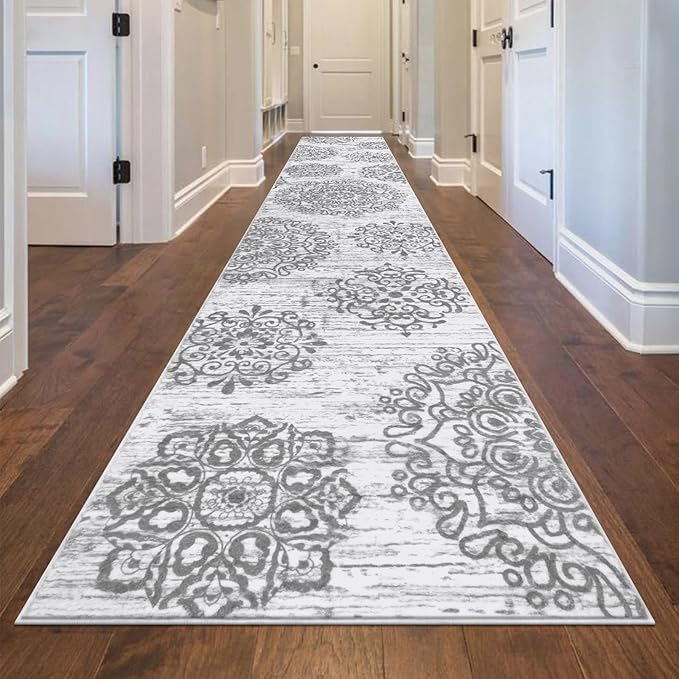 HEBE Hallway Runner Rug 2'8''x14' Washable Vintage Distressed Area Rugs Non Slip Laundry Rug Runner Boho Floor Carpet Runners for Hallways Entryway Laundry Room Kitchen Bathroom