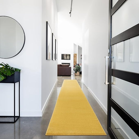 Nourison Essentials Solid Indoor/Outdoor Yellow 2'2" x 18 Area Rug, Easy Cleaning, Non Shedding, Bed Room, Living Room, Dining Room, Deck, Patio, Backyard (2x18)