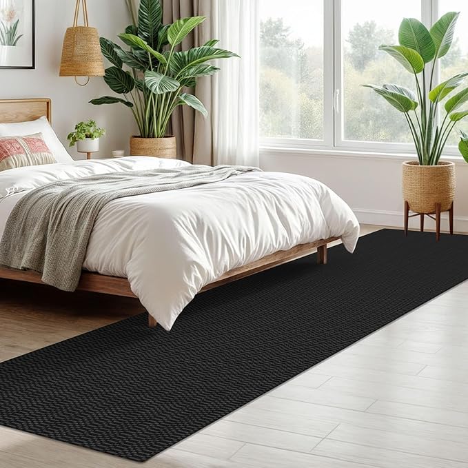 KOZYFLY Washable Runner Rug 2x10 ft Hallway Kitchen Runner Rugs with Rubber Backing Bobo Entryway Runner Indoor, Long Carpet Runners for Hall Kitchen Entryway, Black/Grey