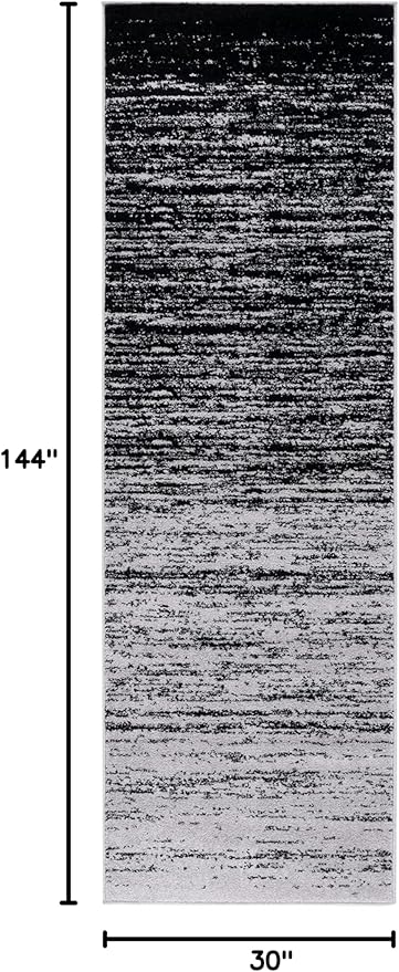 SAFAVIEH Adirondack Collection Runner Rug - 2'6" x 12', Silver & Black, Modern Ombre Design, Non-Shedding & Easy Care, Ideal for High Traffic Areas in Living Room, Bedroom (ADR113A)