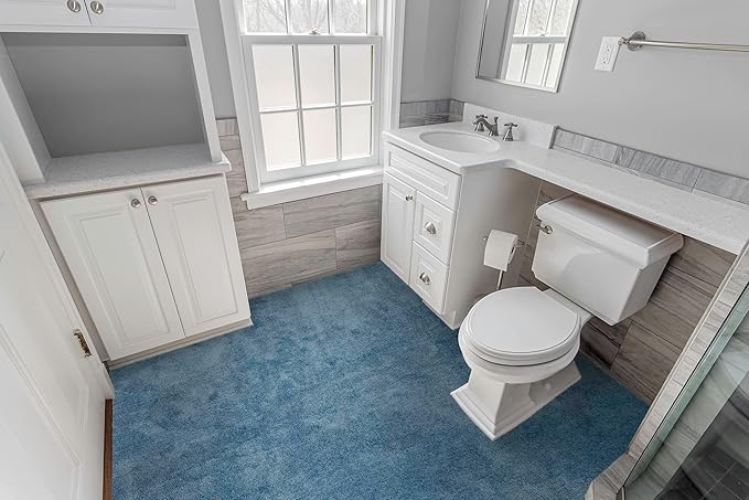 Garland Rug Room Size Bathroom Carpet 6 ft x 9 ft Basin Blue – Soft, Plush, Absorbent, Quick-Dry, Durable Unbound Edges for Easy Cutting
