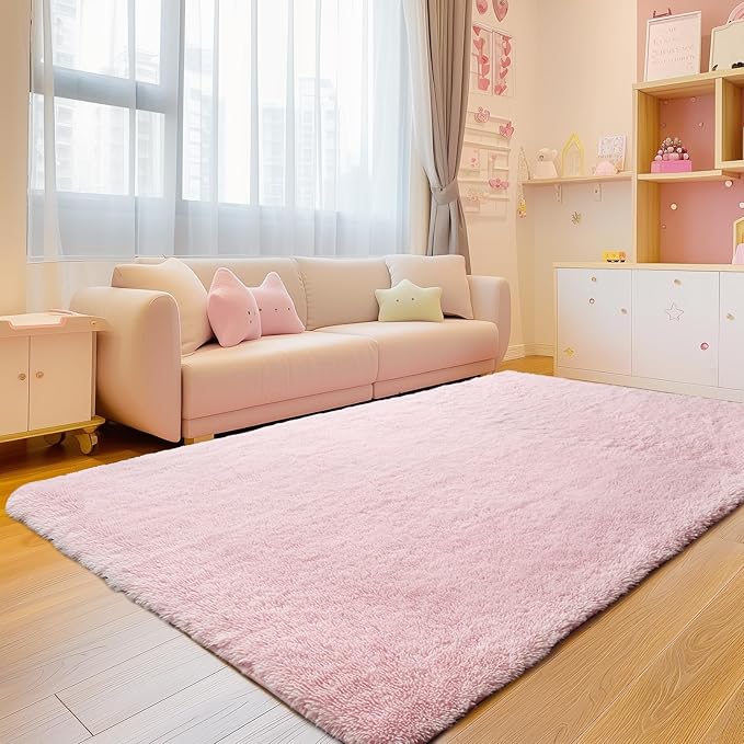 Sour Lemon 8x10 Area Rugs for Bedroom, Living Room Fluffy Rug, Large Area Rug Shag Shaggy Carpet Soft Plush Furry Bedside Rugs, Machine Washable Area Rugs for Kids Girls Boys Home Decor Anti Slip