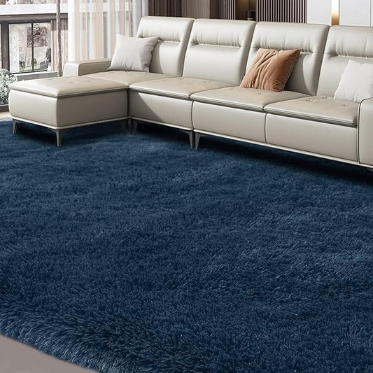Area Rug 10x14 for Living Room: Large Shag Rug Navy Blue for Living Room - Area Rug 10 x 14 Modern Indoor Soft Shaggy Fuzzy Floor Carpet.(Navy Blue/10x 14 Feet)