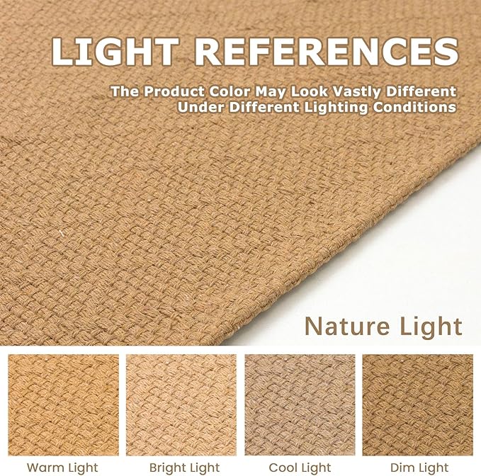 KOZYFLY Washable Runner Rug 2x8 Ft Runners for Hallway Rubber Backed Kitchen Entryway Runner Indoor Runner Rugs Braided Cotton, Carpet Runners for Hallway Entryway Bedroom, Warm Tan