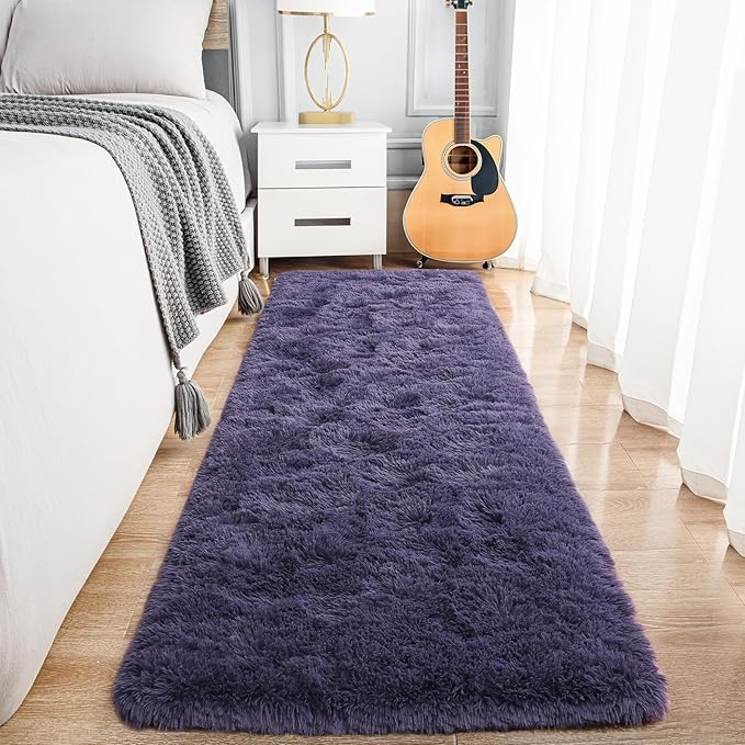 Noahas Taro Purple Runner Rug for Hallway,2'x6' Long Area Rugs for Bedroom Living Room,Non Slip Thick Shag Carpet for Entryway Nursery Bedside Kids Girls Room Home Decor