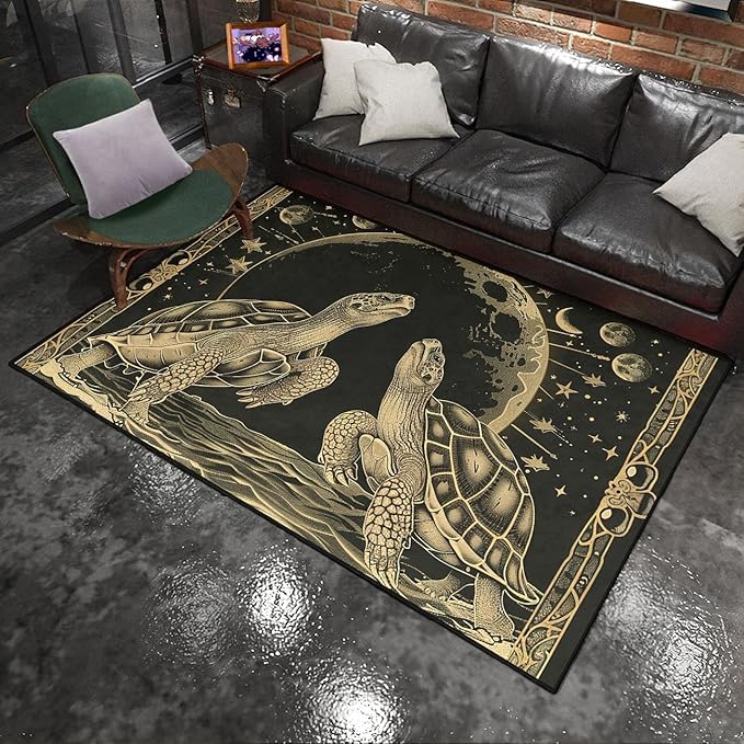 Outer Space Tortoise Area Rug - Tortoise Rug for Kids Boys Tortoises Rugs for Bedroom, 63" L x 47" W