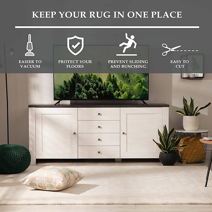 Superior Area Rug Pad, Non-Slip, Non-Skid, Floor Protector, Table Runner, Hardwood and Tile Floors Padding, Washable, Place Mats, Gripper Mat, Slide Stoppers, Rubber Rug Grip, 8' x 11', Cream